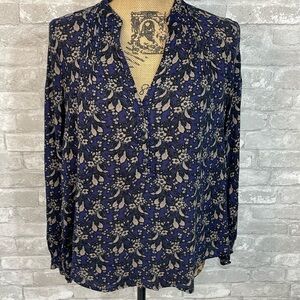 ASTR the Label Blue Floral Pleated Top